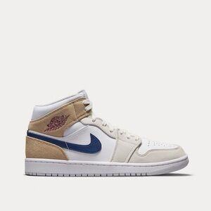 Jordan - Air Jordan 1 Mid White / Khaki / Blue Void High Top Sneakers